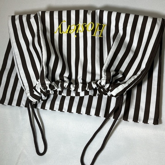 Henri Bendel Hosiery/Dust Bag - 12x16 drawstring dark brown & white stripe - Picture 6 of 8